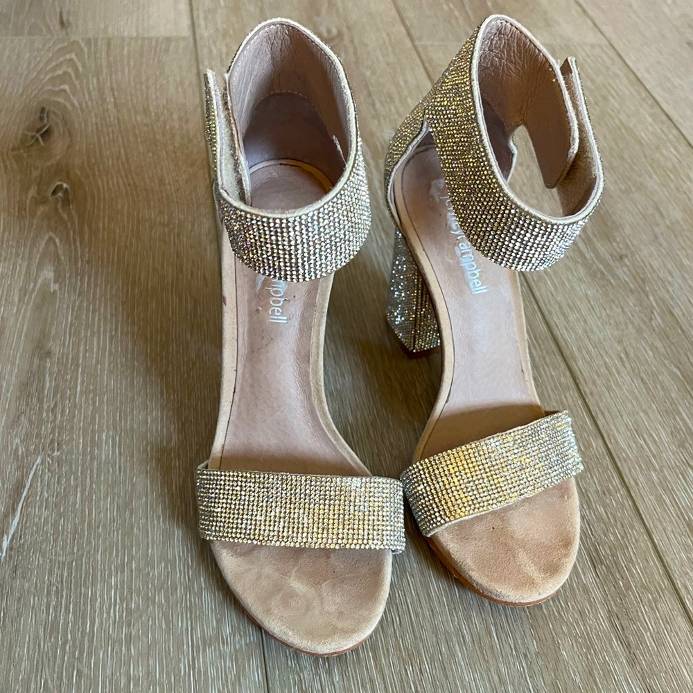 Jeffrey Campbell Silver Sparkly Thick Heel Sandals Size 5.5. - Picture 4 of 12